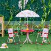 Children's table with folding chairs and parasol red-pink garden furniture for 3-5 year olds