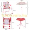 Children's table with folding chairs and parasol red-pink garden furniture for 3-5 year olds