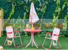 Children's table with folding chairs and parasol red-pink garden furniture for 3-5 year olds