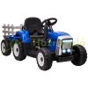 Electric children's car with blue children's tractor remote control, maximum speed 6 km/h 