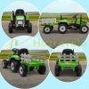 Electric children's car with green children's tractor remote control, maximum speed 6 km/h 