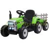 Electric children's car with green children's tractor remote control, maximum speed 6 km/h 