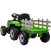 Electric children's car with green children's tractor remote control, maximum speed 6 km/h 