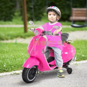   Elektromos motor játékmotor 108x49x75 cm Vespa moped gyerekeknek fényszórókkal 3-6 év műbőr, fém, rózsaszín