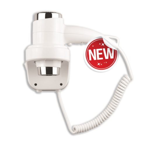 Wall hair dryer Elegant Pro Basic for hotels with white push button ABS 1500W