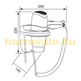 Fali hajszárító Comfort Pro elegáns prémium szállodai hajszárító fehér ABS és krómozott kivitelben