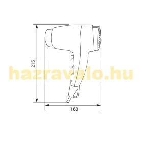   Fali hajszárító Elegant Pro Plug hotelek és szállodák számára, fehér, nyomógombos ABS, 1200W ipari és hotel kivitel