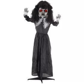   Animált horror baba halloween dekoráció 160 cm magas mozgó fejjel, vörös szemekkel és hanghatásokkal