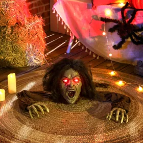   Animált kúszó zombi halloween dekoráció 140 cm hosszú világító szemekkel és hanghatásokkal
