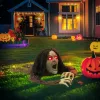 Animált kúszó zombi halloween dekoráció 140 cm hosszú világító szemekkel és hanghatásokkal