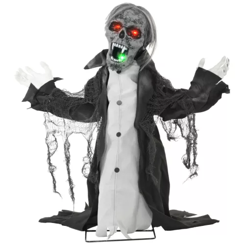 Animált zombi csontváz halloween dekoráció 75 cm magas mozgással, világítással és hanghatással