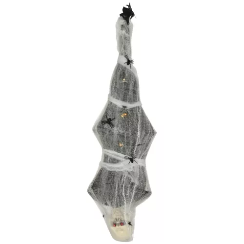 Animált függő múmia halloween dekoráció 142 cm magas vörös szemekkel, világító testtel és hanghatásokkal