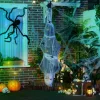 Animált függő múmia halloween dekoráció 142 cm magas vörös szemekkel, világító testtel és hanghatásokkal