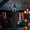 Animált boszorkány halloween dekoráció 183 cm magas forgó testtel, világítással és hanghatással