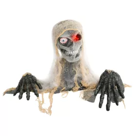   Animált egyszemű múmia halloween dekoráció 35 cm magas mozgással, vörös fénnyel és hanghatással