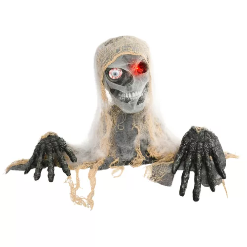 Animált egyszemű múmia halloween dekoráció 35 cm magas mozgással, vörös fénnyel és hanghatással