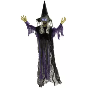   Függő animált boszorkány halloween dekoráció 183 cm magas mozgó szájjal, világító szemekkel és hanghatással