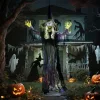 Függő animált boszorkány halloween dekoráció 183 cm magas mozgó szájjal, világító szemekkel és hanghatással