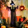 Függő animált boszorkány halloween dekoráció 183 cm magas mozgó szájjal, világító szemekkel és hanghatással