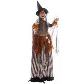   Animált boszorkány halloween dekoráció 183 cm magas világító varázsitalos üveggel, mozgással és hanggal
