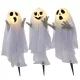 Világító három szellemes halloween dekoráció 60 cm magas melegfehér fénnyel