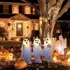 Világító három szellemes halloween dekoráció 60 cm magas melegfehér fénnyel