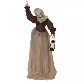  Animált boszorkány halloween dekoráció 150 cm magas mozgó figura mozgó fejjel és karokkal, világító szemekkel