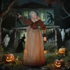 Animált boszorkány halloween dekoráció 150 cm magas mozgó figura mozgó fejjel és karokkal, világító szemekkel