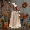 Animált boszorkány halloween dekoráció 150 cm magas mozgó figura mozgó fejjel és karokkal, világító szemekkel