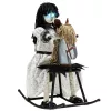 Animált halloween dekoráció hintalovon ülő kislány világító szemekkel és hanghatásokkal, 72 cm