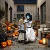 Animált halloween dekoráció hintalovon ülő kislány világító szemekkel és hanghatásokkal, 72 cm