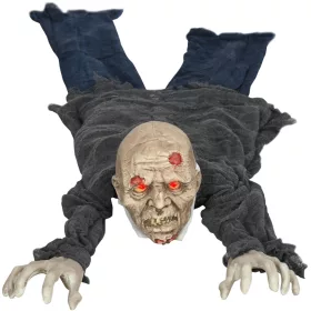   Animált kúszó zombi halloween dekoráció 159 cm hosszú vörös LED szemekkel és hanghatással