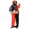 Animált popcornos bohóc halloween dekoráció felugró fejjel, világító szemekkel és hanghatásokkal, 180–195 cm