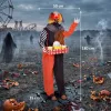 Animált popcornos bohóc halloween dekoráció felugró fejjel, világító szemekkel és hanghatásokkal, 180–195 cm