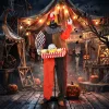 Animált popcornos bohóc halloween dekoráció felugró fejjel, világító szemekkel és hanghatásokkal, 180–195 cm