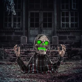   Animált földből előbújó csontváz halloween dekoráció 70 cm magas mozgással, világítással és hanghatással
