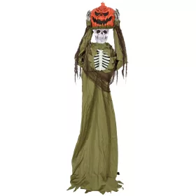    Animált tökfejű csontváz halloween dekoráció 173 cm magas mozgó figura, felugró fejjel, világítással és hanghatásokkal