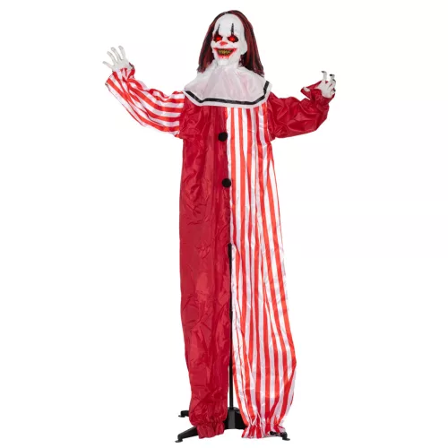 Animált bohóc halloween dekoráció 165 cm magas mozgó testtel, világító szemekkel és hanghatásokkal