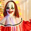 Animált bohóc halloween dekoráció 165 cm magas mozgó testtel, világító szemekkel és hanghatásokkal
