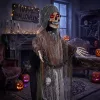 Animált láncra vert kaszás halloween dekoráció 170 cm magas mozgó fejjel és kezekkel, világító szemekkel