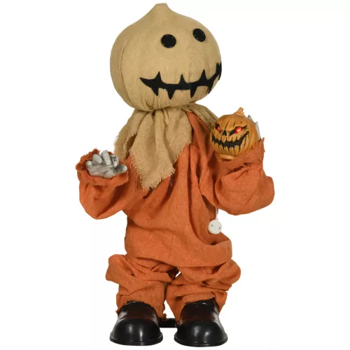 Animált madárijesztő halloween dekoráció 77 cm magas mozgással, vörös szemekkel és hanghatásokkal