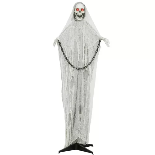 Animált kaszás csontváz halloween dekoráció 183 cm magas, mozgással, világító szemekkel és hanghatásokkal