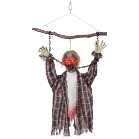   Animált függő zombi halloween dekoráció 110 cm magas világító szemekkel, sikolyokkal és lánccsörgéssel