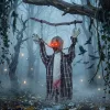 Animált függő zombi halloween dekoráció 110 cm magas világító szemekkel, sikolyokkal és lánccsörgéssel