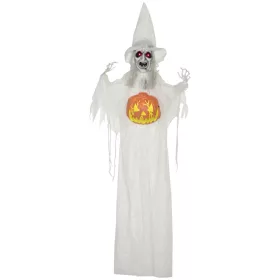   Animált szellem halloween dekoráció 183 cm magas világító tökkel, vörös szemekkel és hanghatásokkal