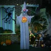 Animált szellem halloween dekoráció 183 cm magas világító tökkel, vörös szemekkel és hanghatásokkal