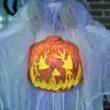 Animált szellem halloween dekoráció 183 cm magas világító tökkel, vörös szemekkel és hanghatásokkal