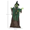 Animált boszorkány halloween dekoráció 183 cm magas mozgó figura világító szívvel, mozgással és hanghatásokkal