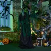 Animált boszorkány halloween dekoráció 183 cm magas mozgó figura világító szívvel, mozgással és hanghatásokkal