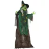 Animált boszorkány halloween dekoráció 183 cm magas mozgó figura világító szívvel, mozgással és hanghatásokkal